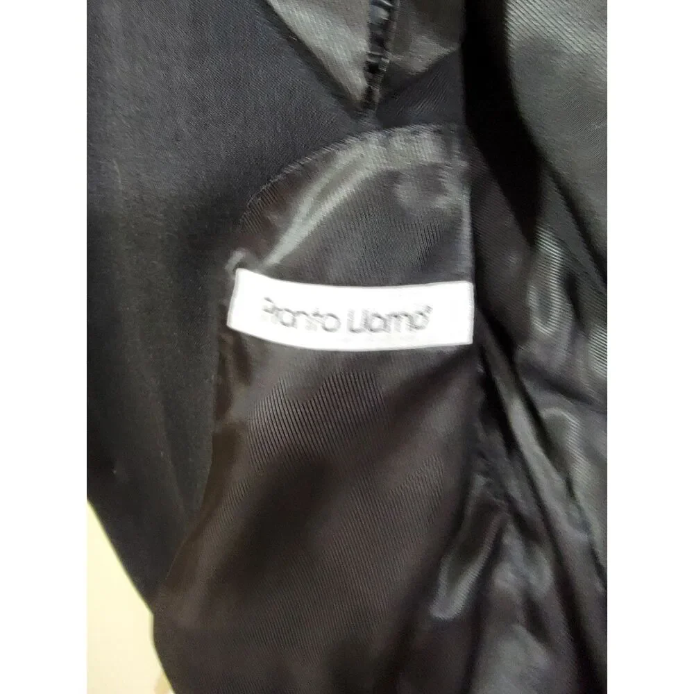 Pronto Uomo Men's Black Wool 2-Button Blazer Sport Coat Suit Jacket - 44R